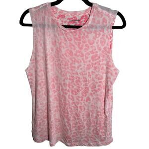 Le Superbe Women's Pink Leopard Print Muscle Tank Faded Burnout Size Medium